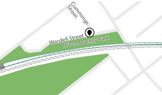 Map of Wardell Street and Cummings Street intersection