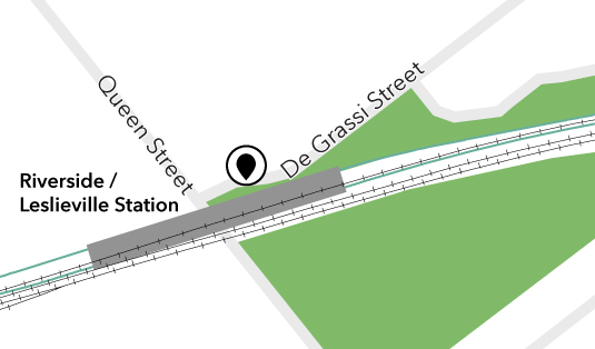 Map of Queen and Degrassi Street